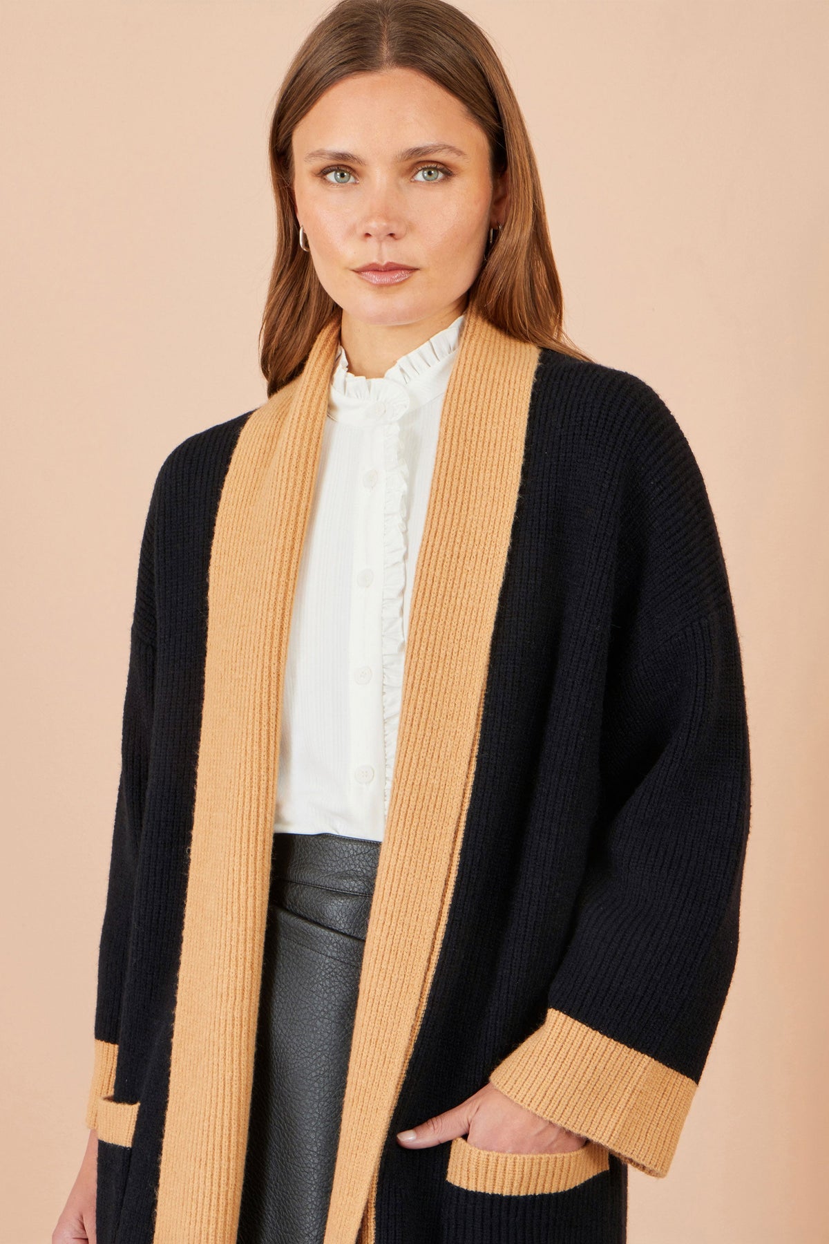 Black Contrast Border Cardigan