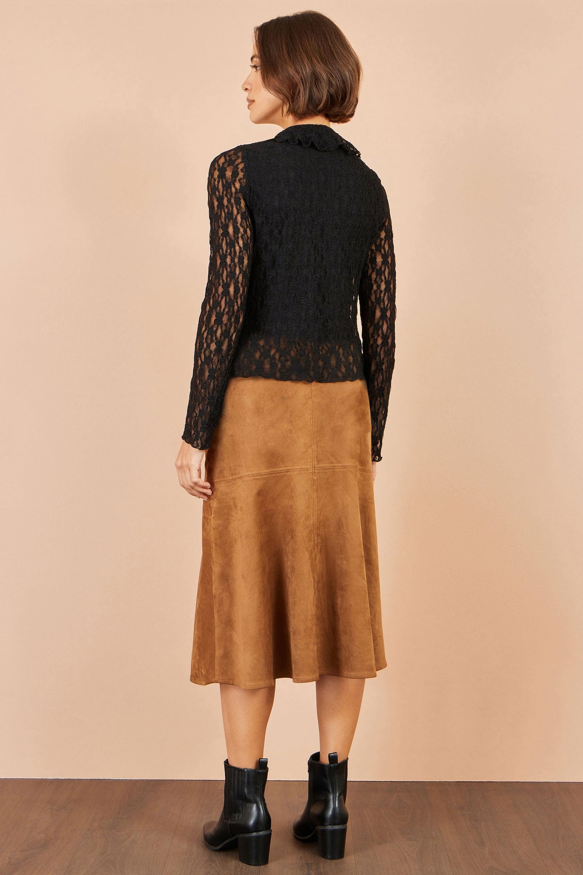 Black Ruffle Lace Top