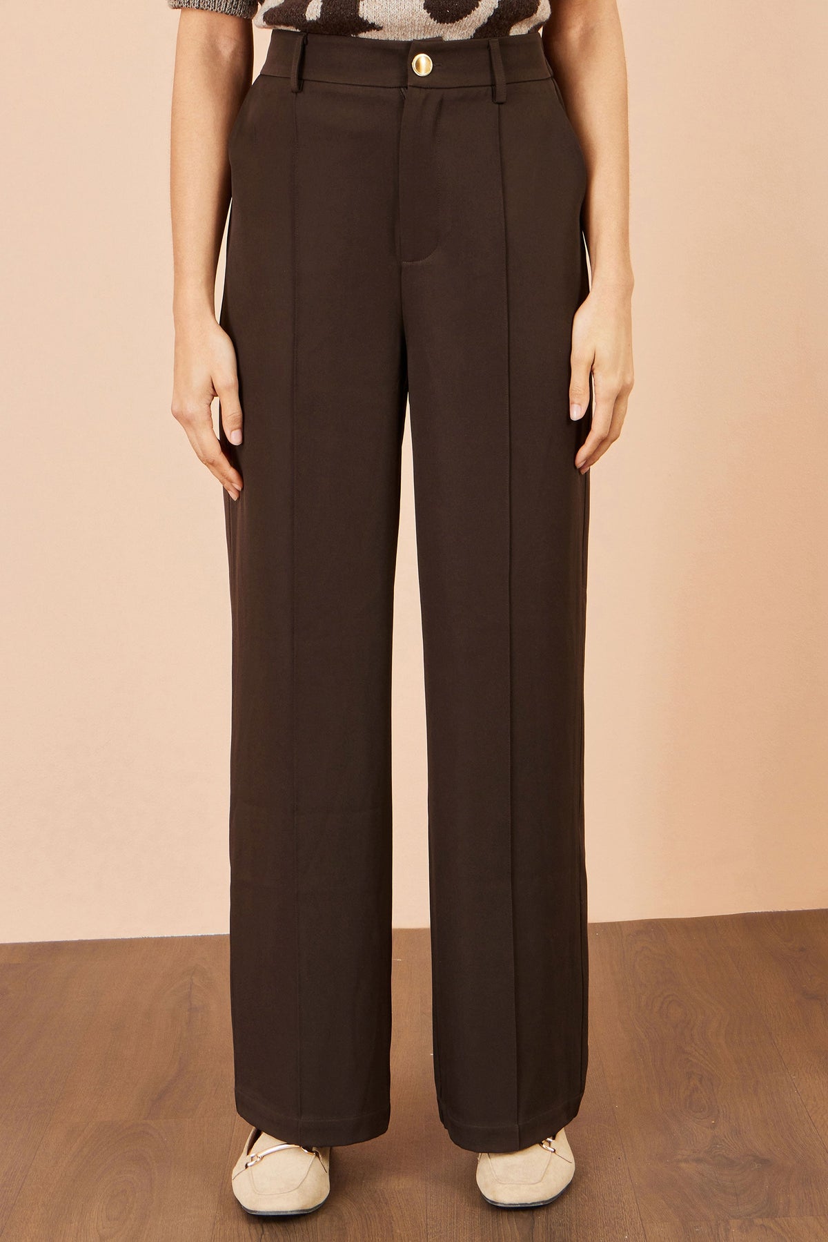 Brown Wide Leg Trousers
