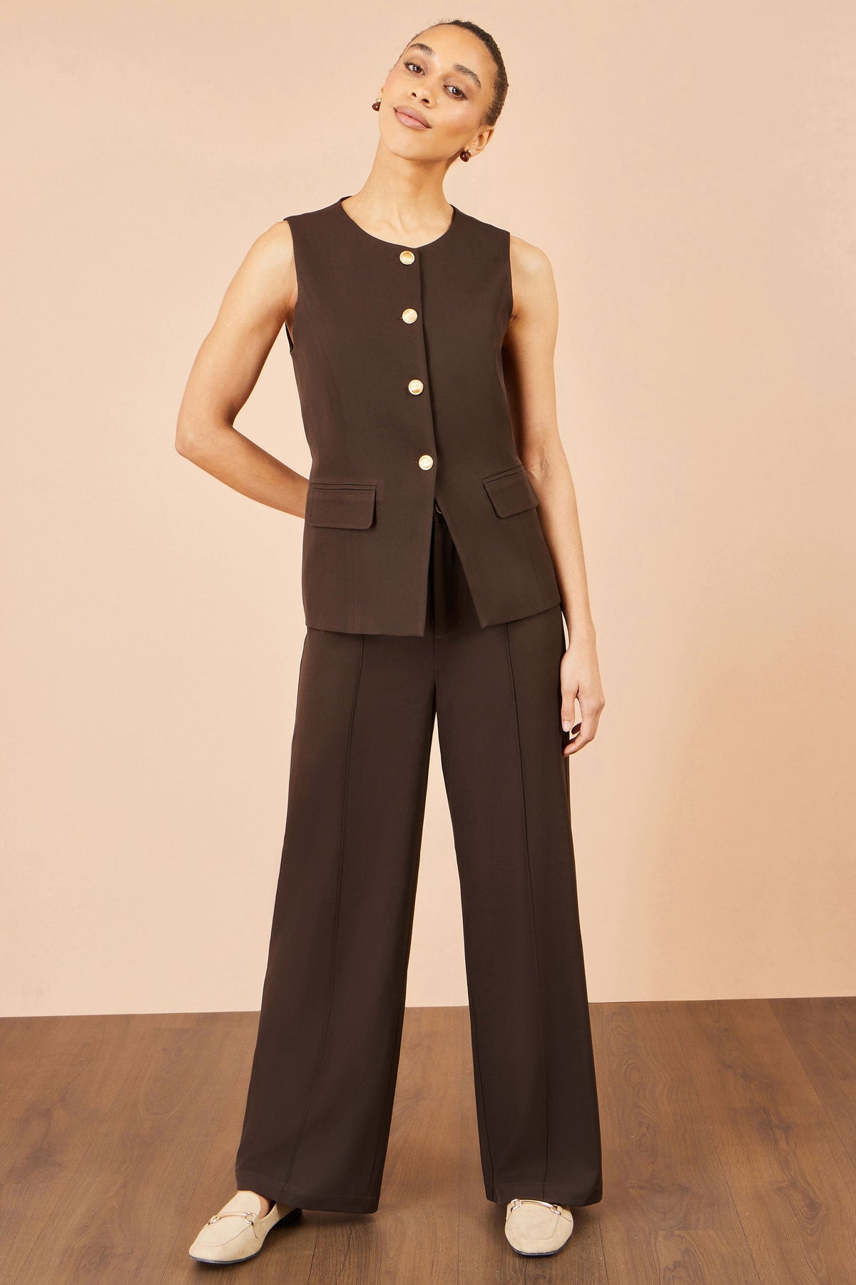 Brown Wide Leg Trousers