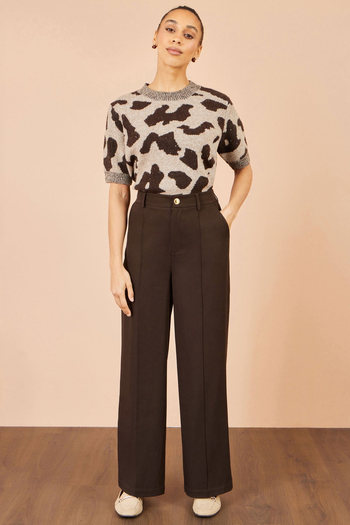 Brown Wide Leg Trousers