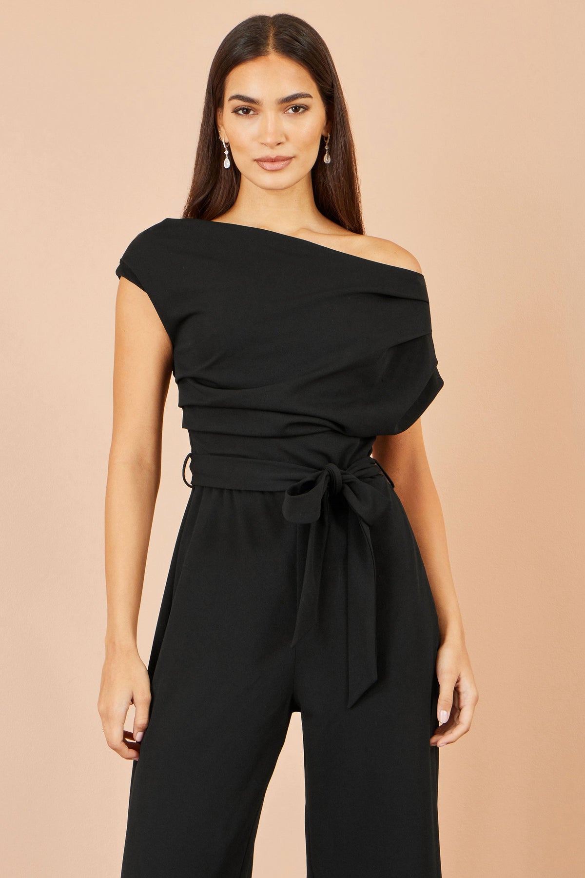Black Ruched Wide Leg Jumpsuit