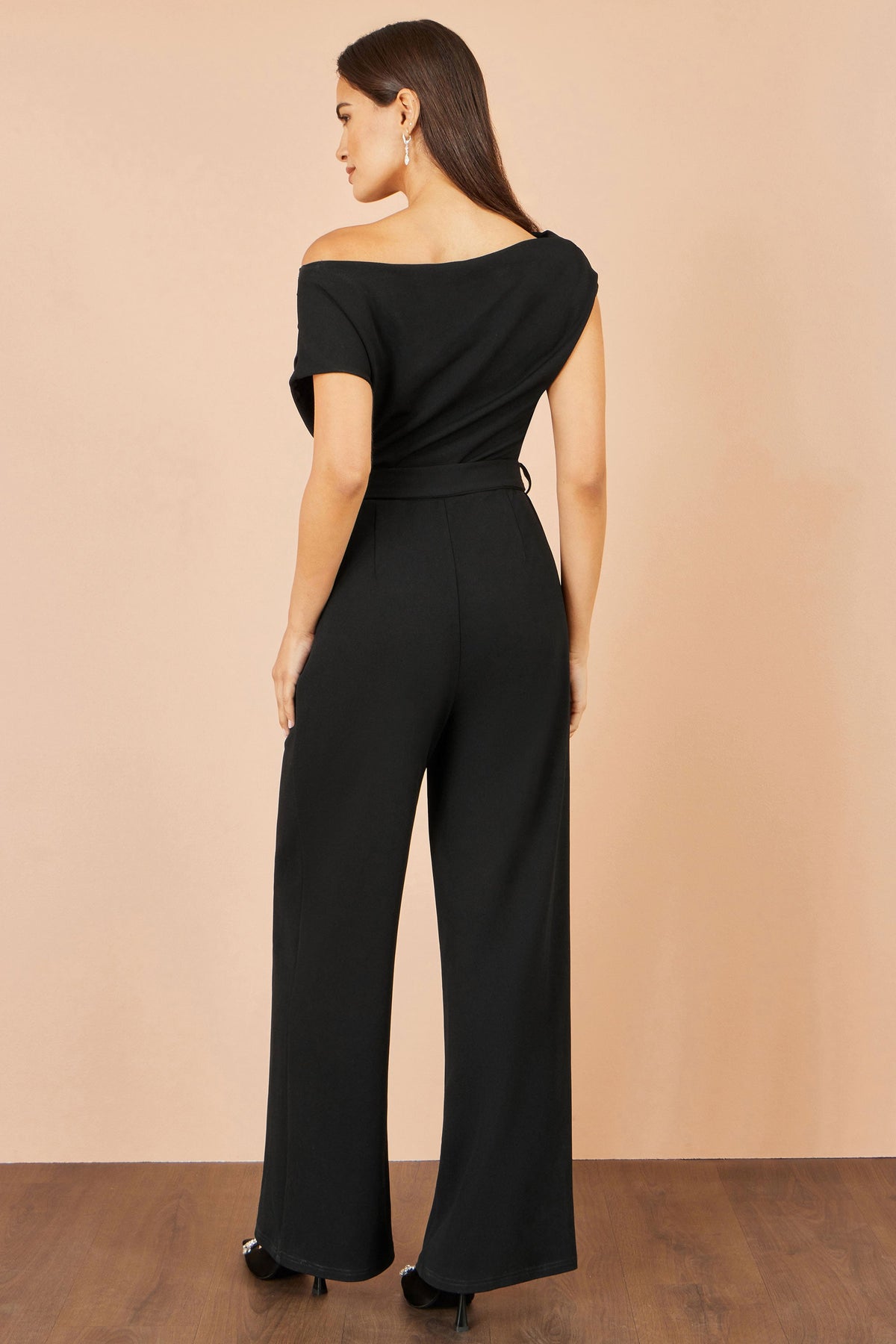 Black Ruched Wide Leg Jumpsuit