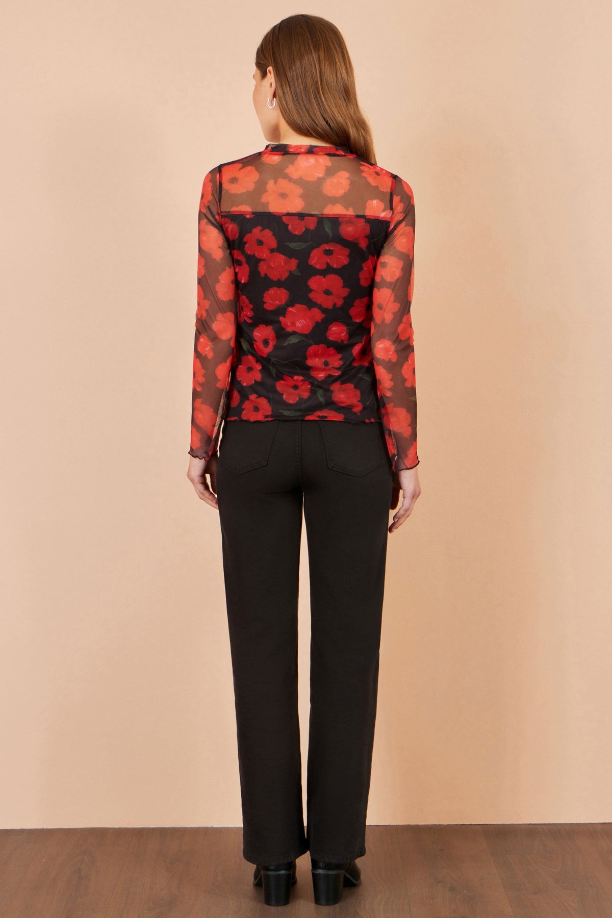 Black Poppy Mesh Top