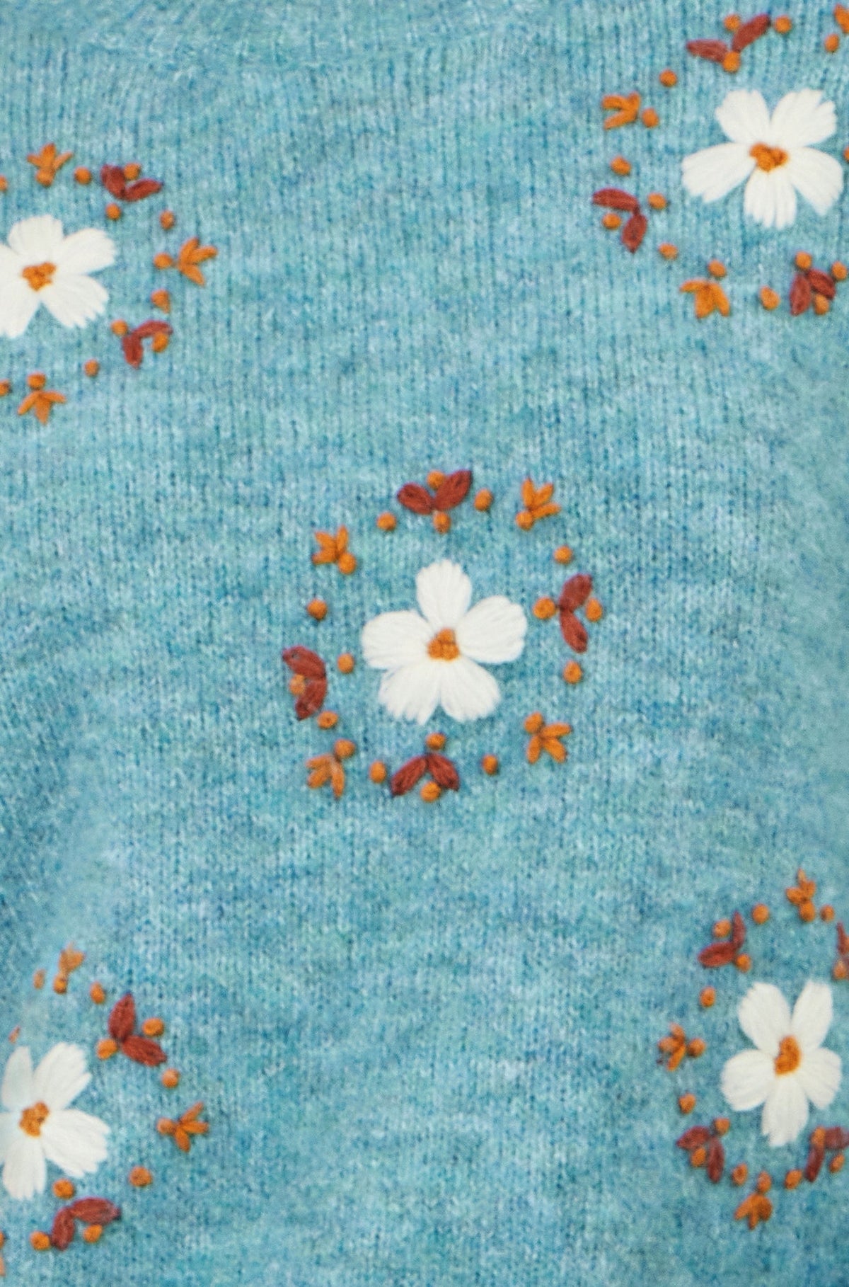 Blue Floral Embroidered Jumper