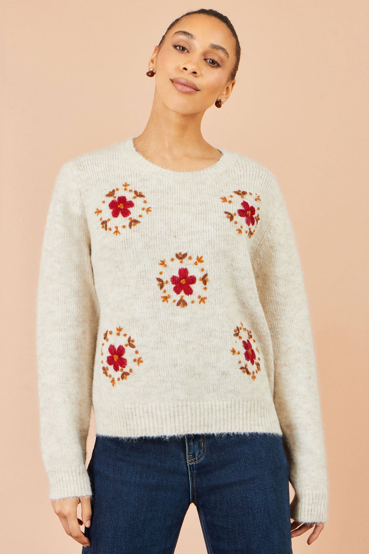 Ivory Floral Embroidered Jumper