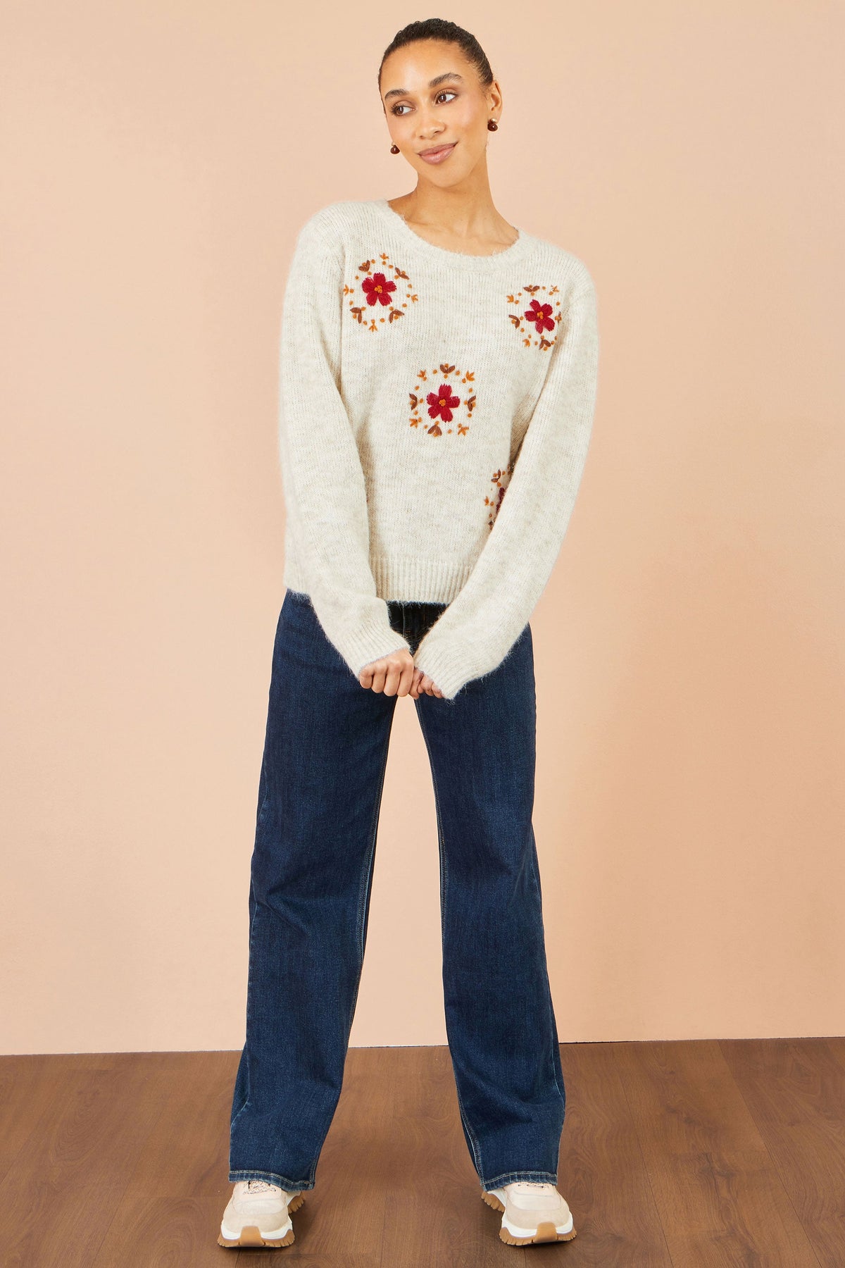 Ivory Floral Embroidered Jumper