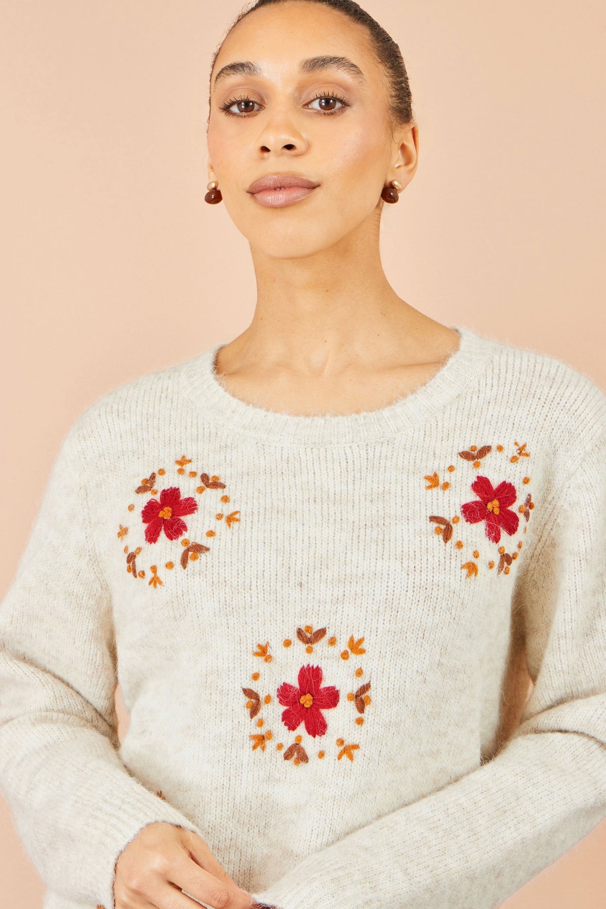 Ivory Floral Embroidered Jumper