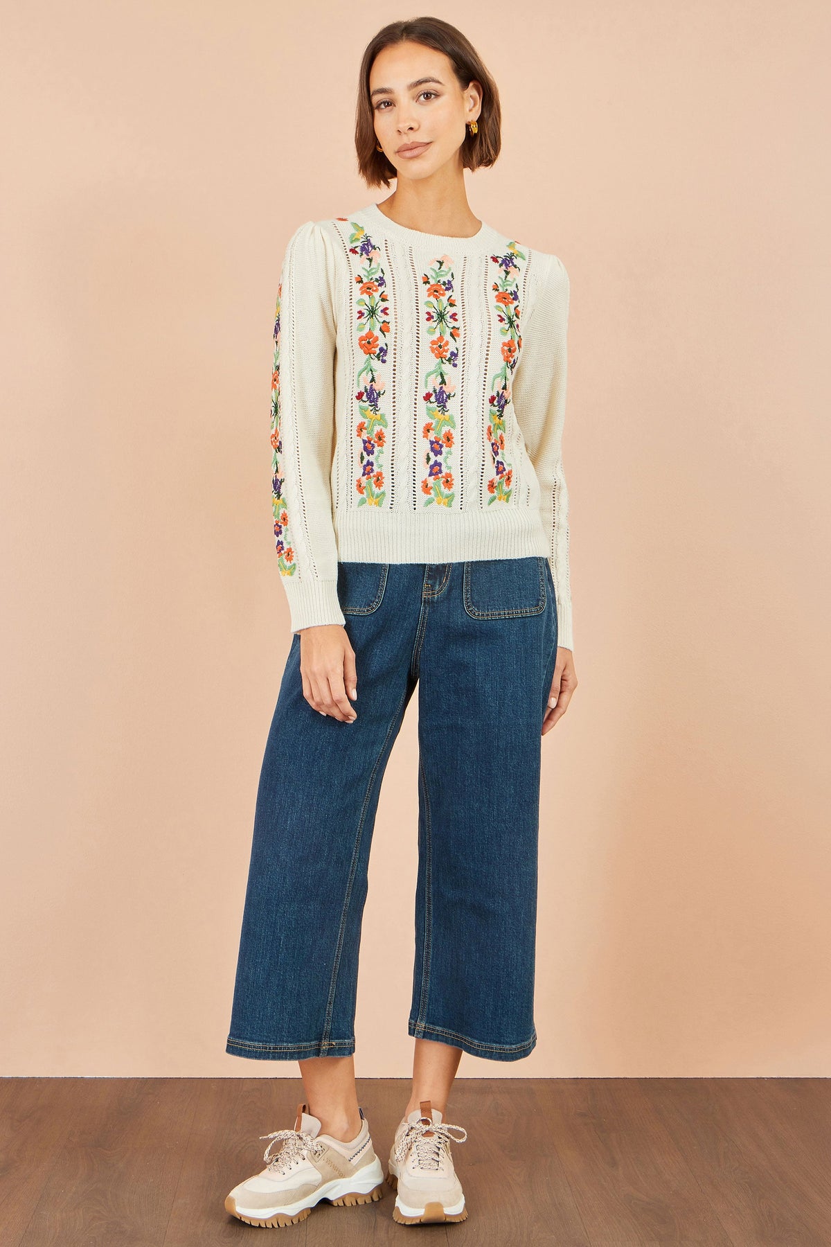 Ivory Floral Embroidered Jumper
