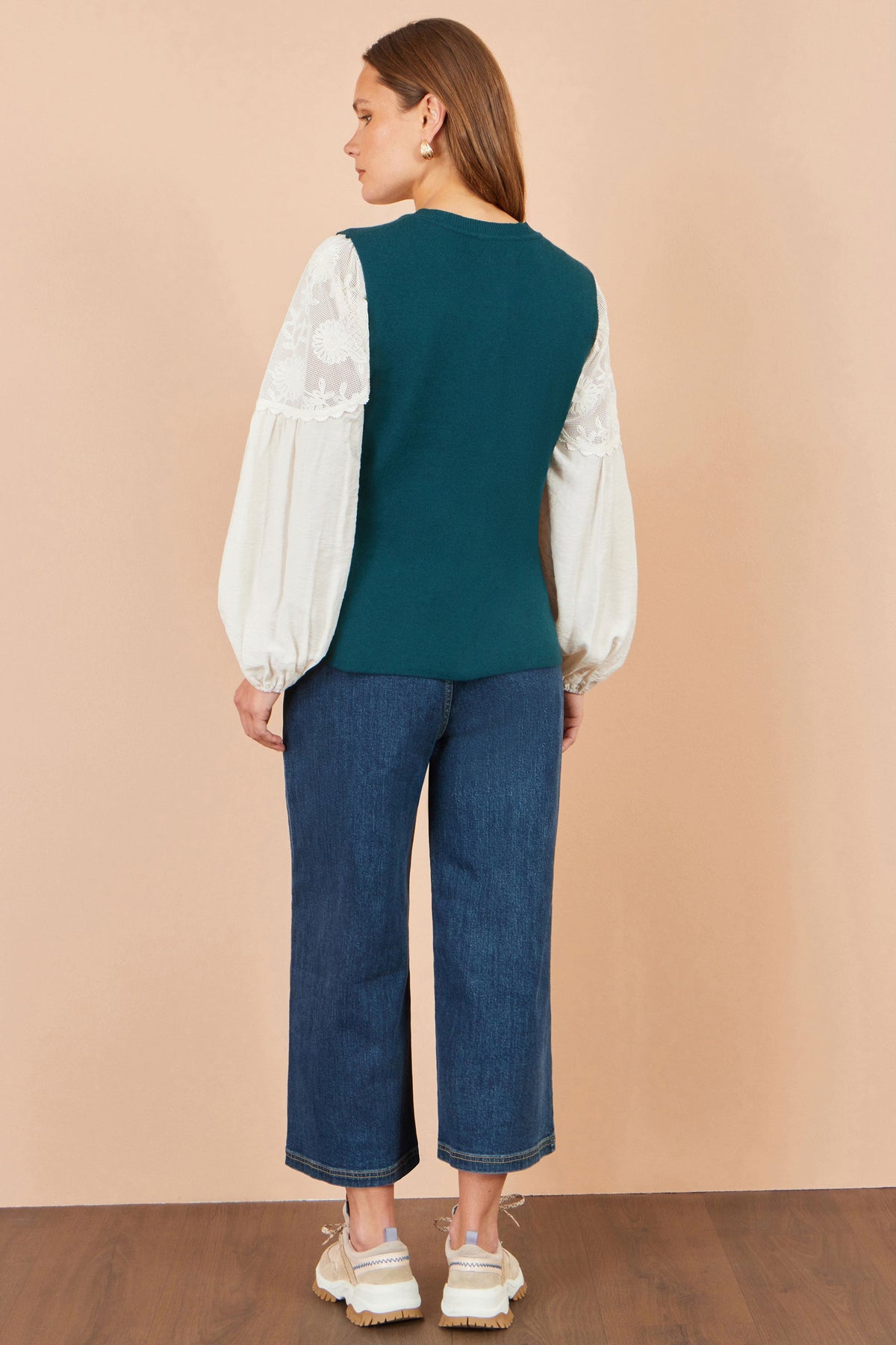 Teal Floral Knit Waistcoat