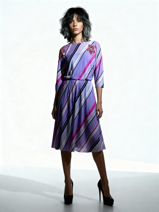 1970s Virginie Paris Purple Dress