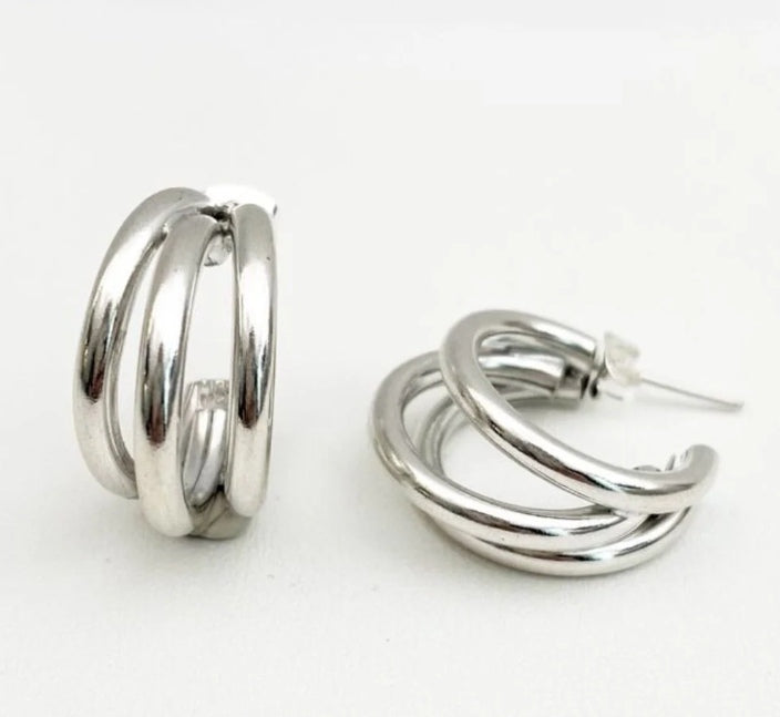 Laura Triple Hoop - Silver  image 2