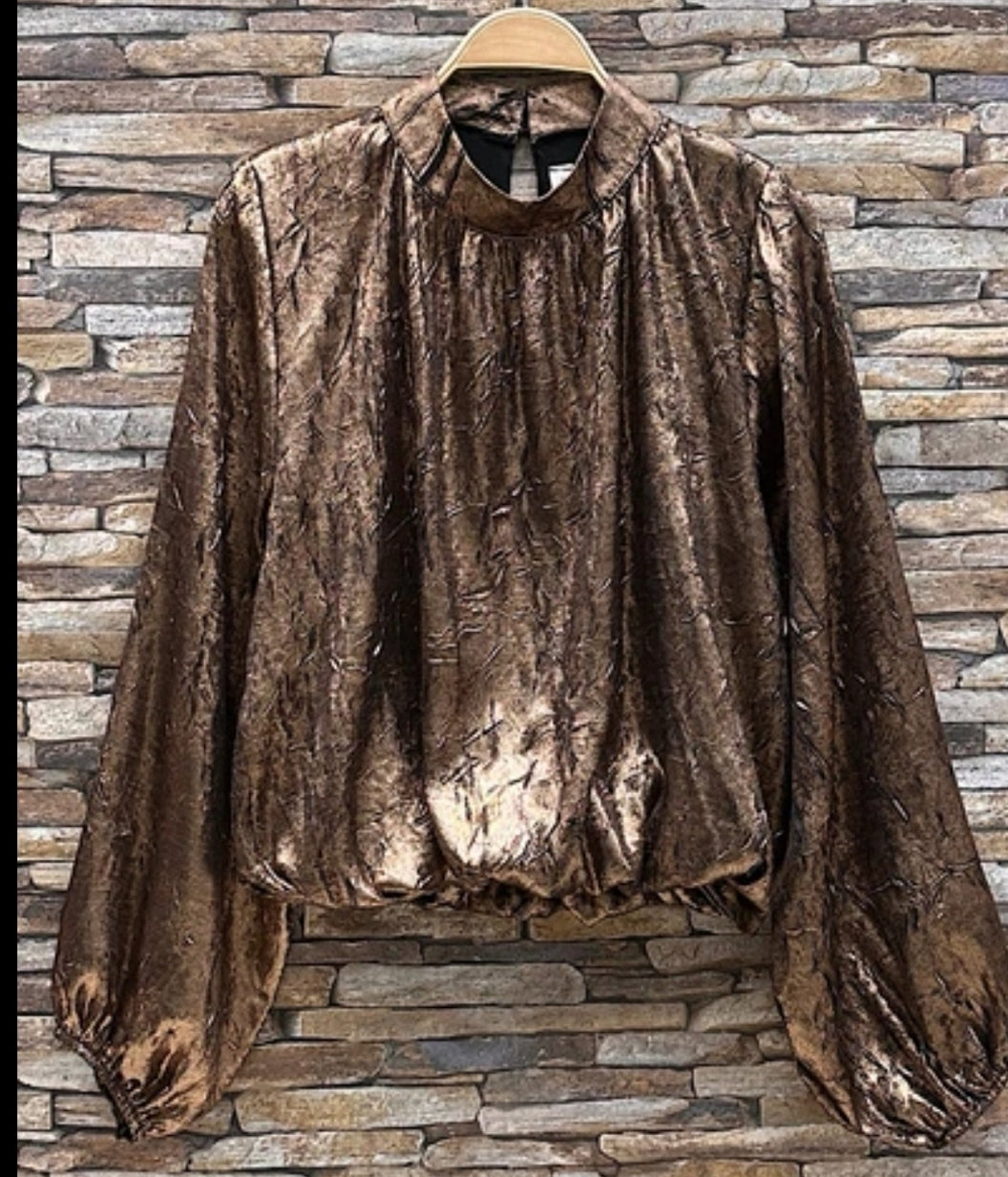 Bronze Shimmer Long Sleeve Top - One Size 8 to 14  image 0