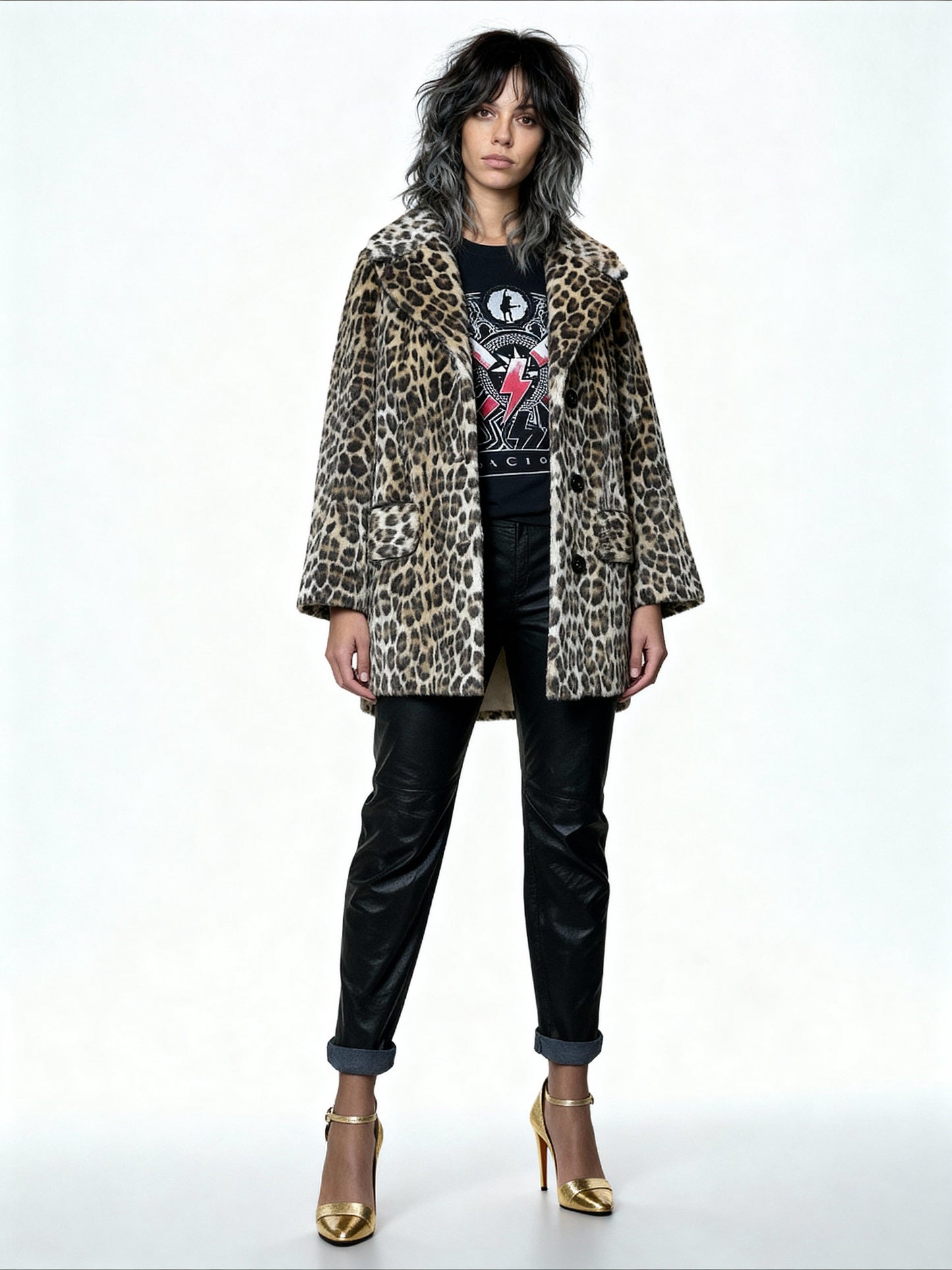 Original 1970's Vintage Leopard/Animal Print Faux Fur Coat UK 8 - 14