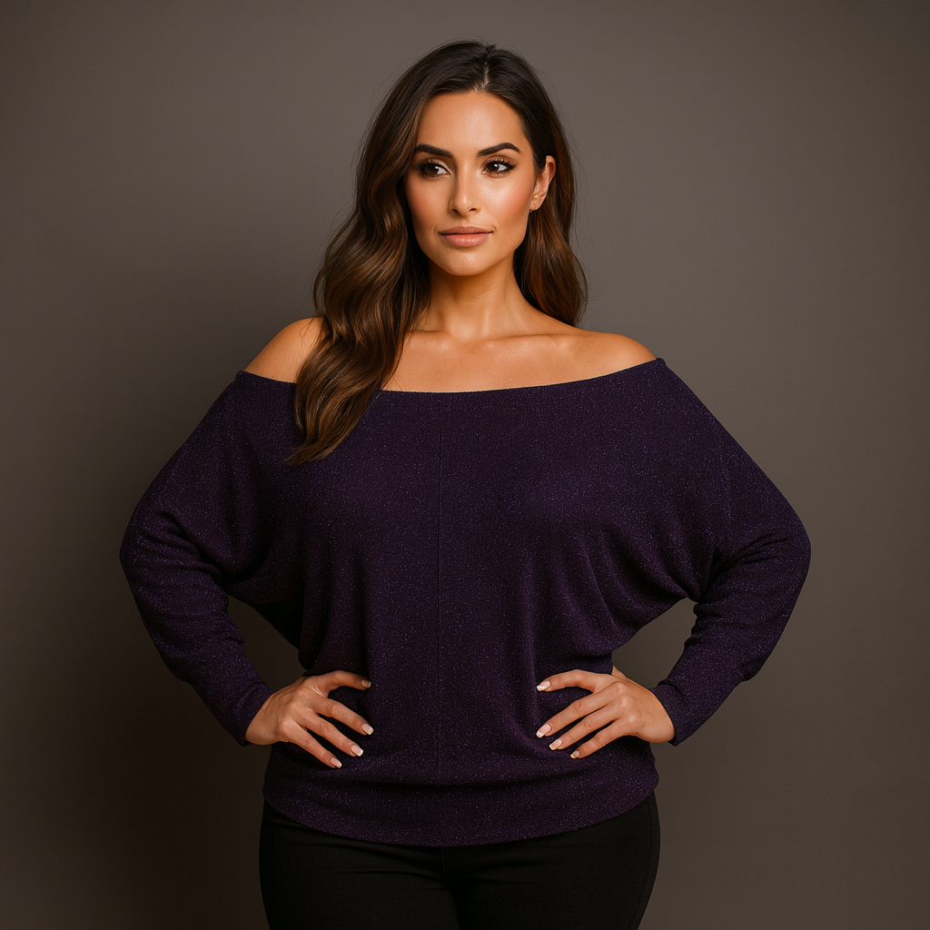 Sparkly Shimmer Off Shoulder Bardot Top - Various Colour Options