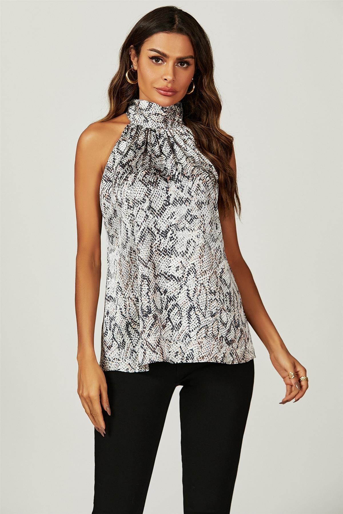 Snake Print Halter Top