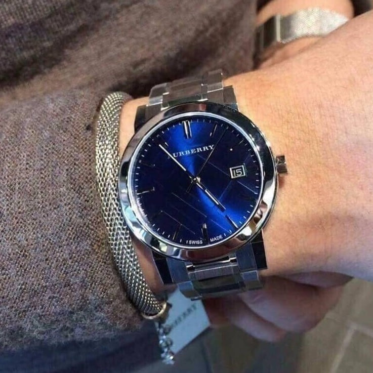 Burberry The City Unisex Silver & Blue Watch - BU9031