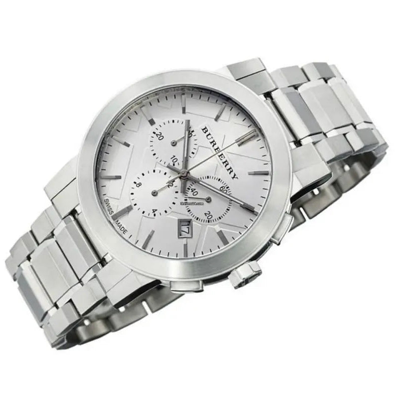 Burberry The City Unisex Silver Chronograph Watch - BU9750