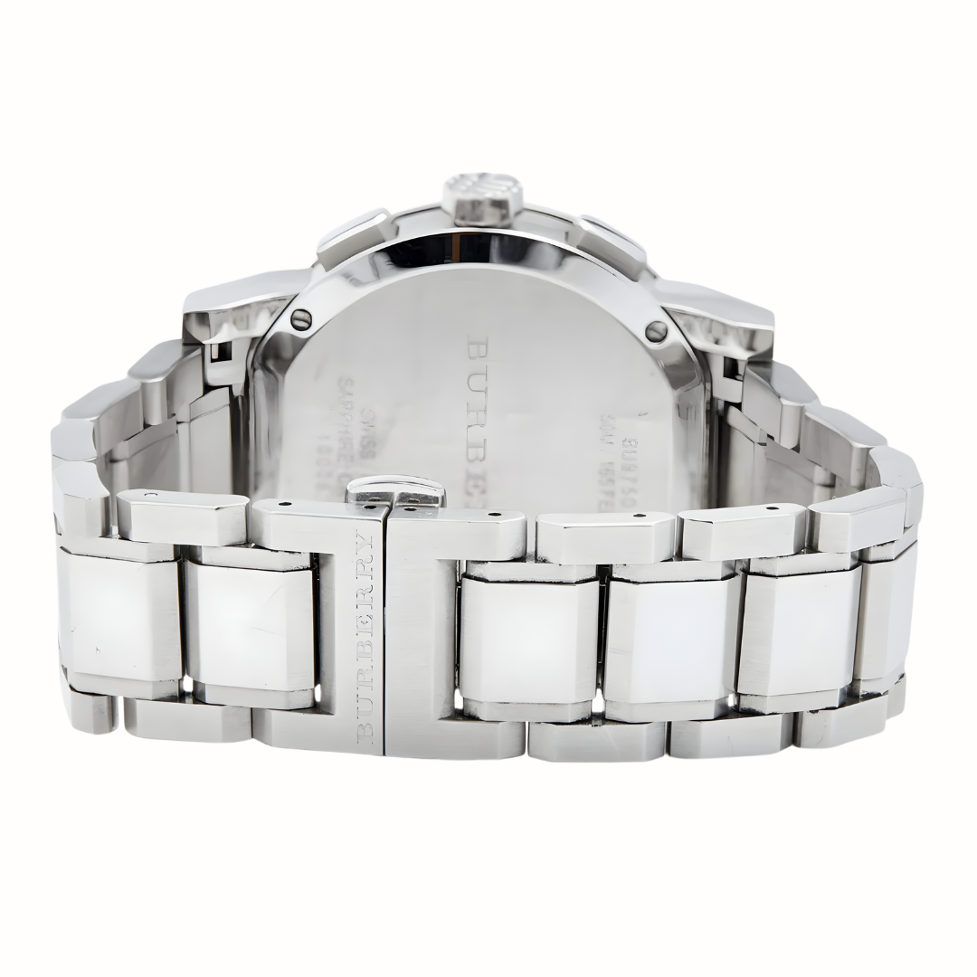 Burberry The City Unisex Silver Chronograph Watch - BU9750