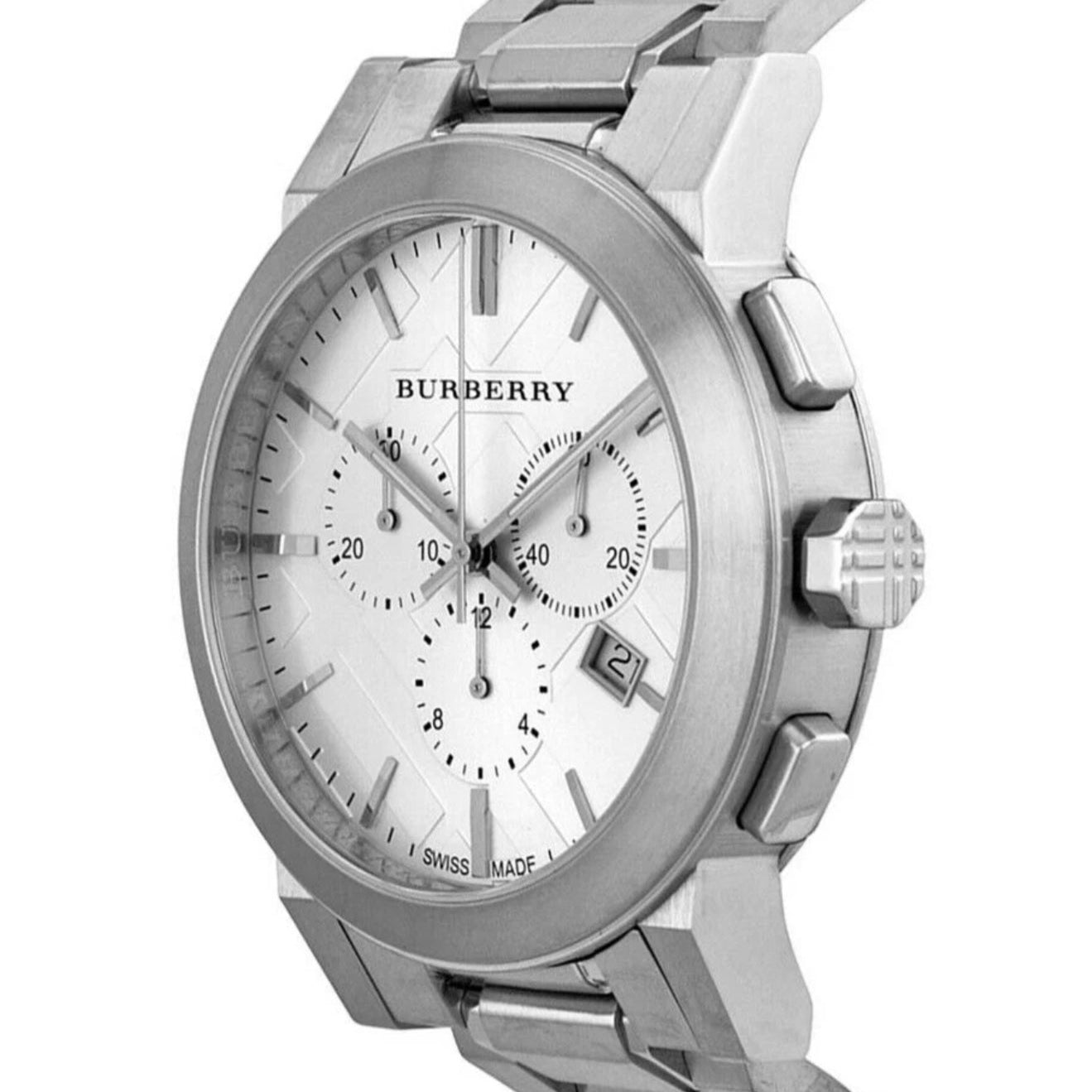 Burberry The City Unisex Silver Chronograph Watch - BU9750
