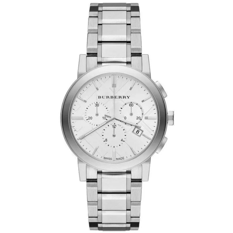 Burberry The City Unisex Silver Chronograph Watch - BU9750