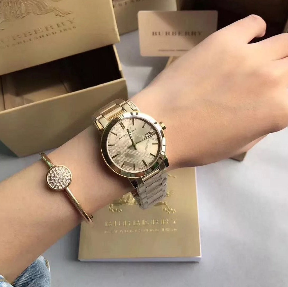 Burberry The City Unisex Gold & Champagne Watch - BU9038