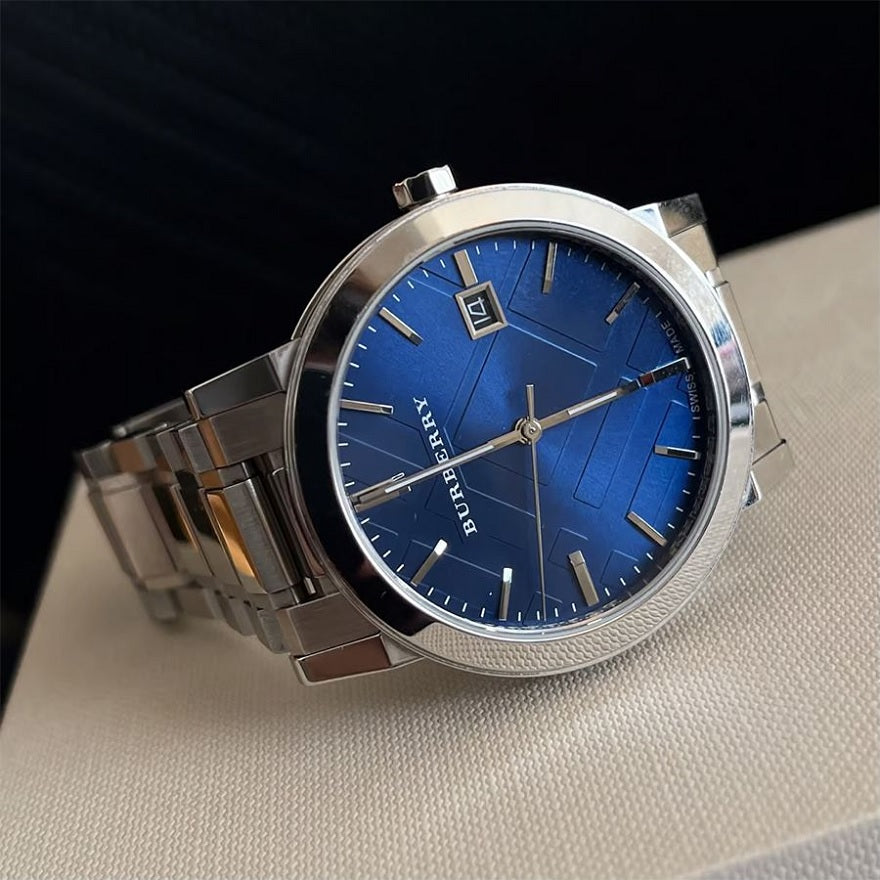 Burberry The City Unisex Silver & Blue Watch - BU9031