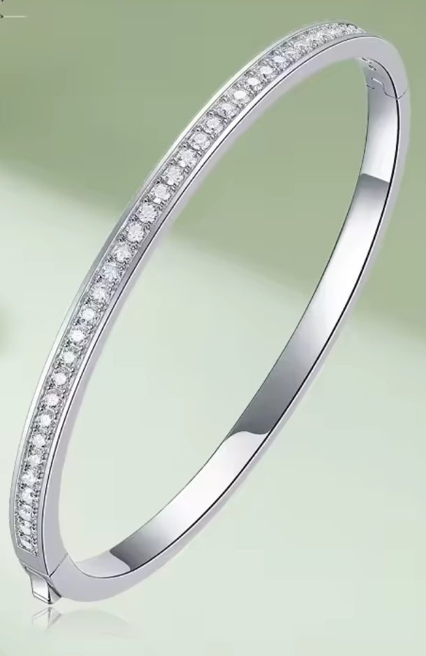 Aria Silver Diamante Bangle image 2