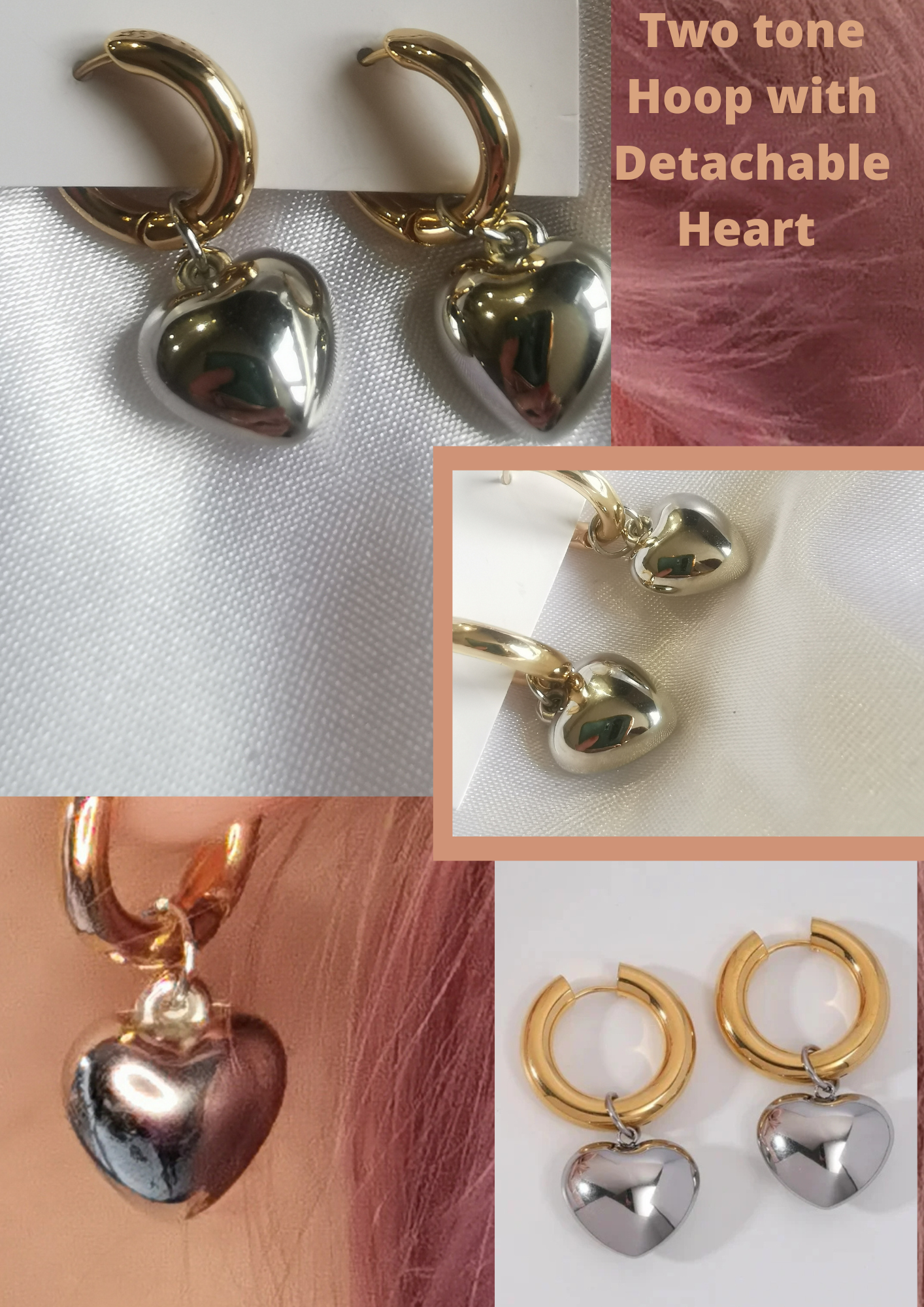 Triona Mixed Metal Hoop With Detachable Heart Charm image 0