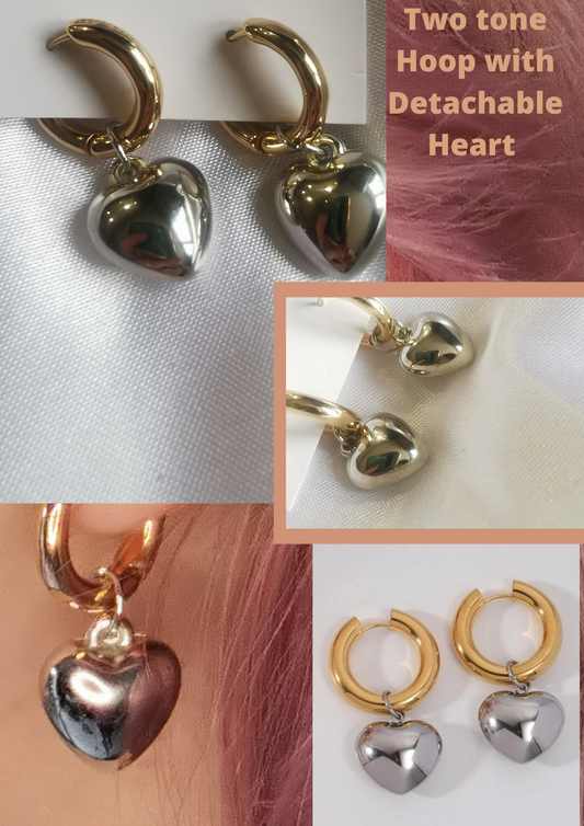 Triona Mixed Metal Hoop With Detachable Heart Charm image 0
