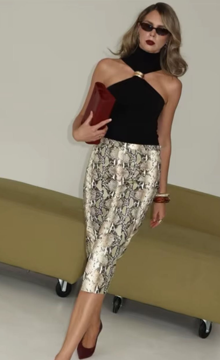 Gold Ring Turtle Neck Top - Black image 3