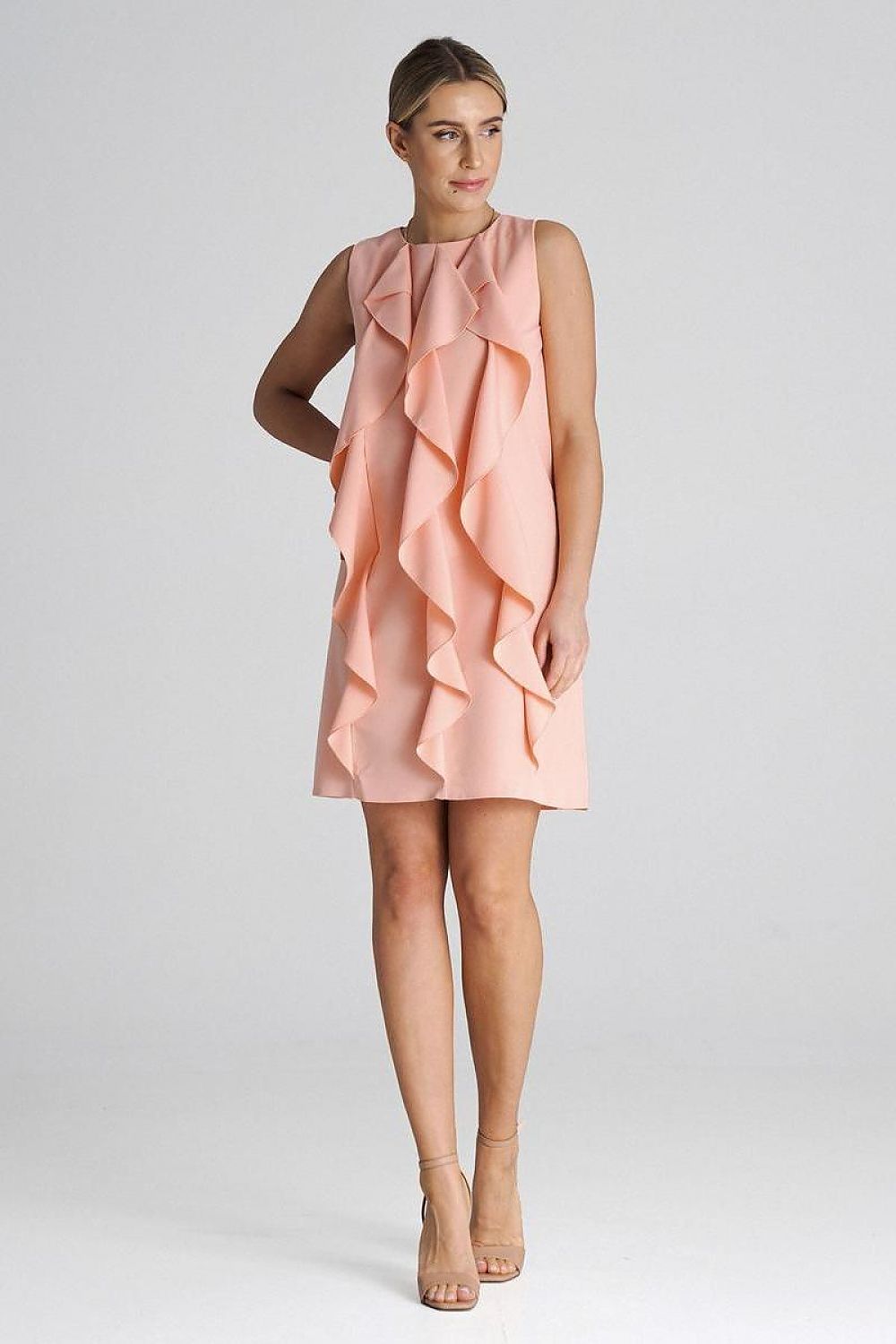 trapeze cocktail dress Benson Mock Neck Mini NEON-FUSCHIA / L by Sugarlips this stunner boasts a stunning mesh overlay adorned with intricate embroidery Penelope Chiffon Trapeze Dress Black