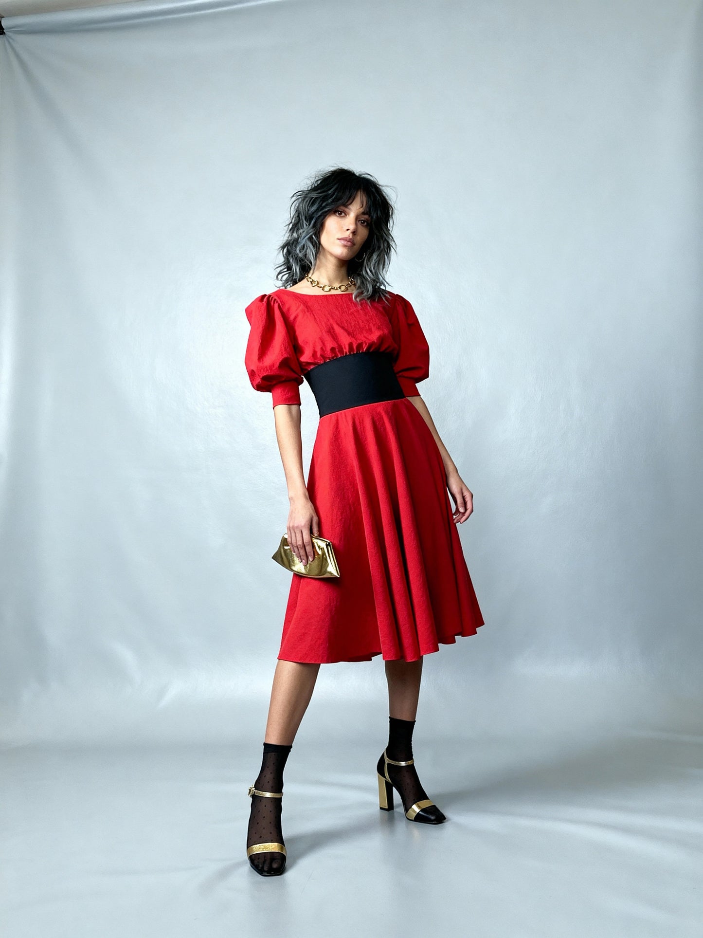 Original 1980's Vintage Zandra Rhodes Bright Red Dress UK 10 - 12