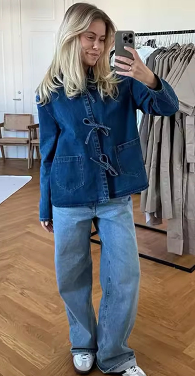 Tie Front Oversize Denim Jacket  image 2