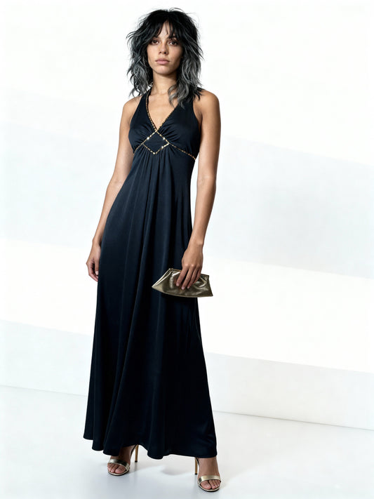 1970s Black Maxi Dress