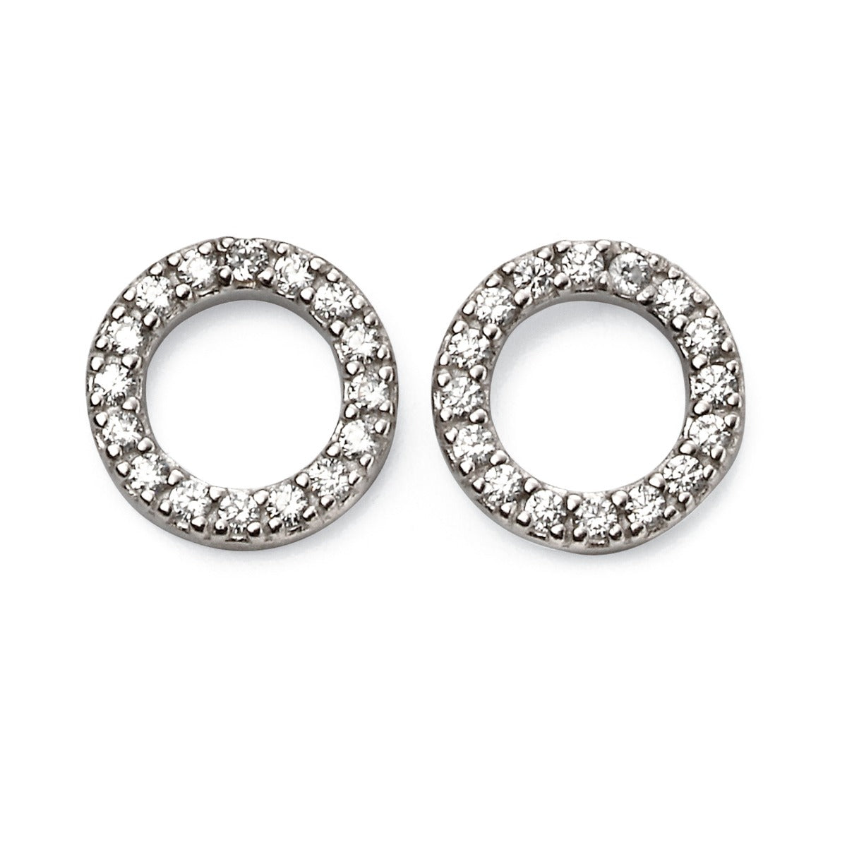 Sterling Silver Open Circle Earrings with Cubic Zirconia