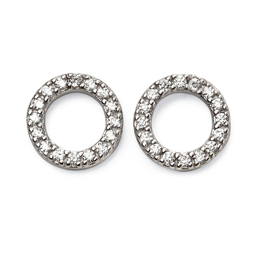 Sterling Silver Open Circle Earrings with Cubic Zirconia