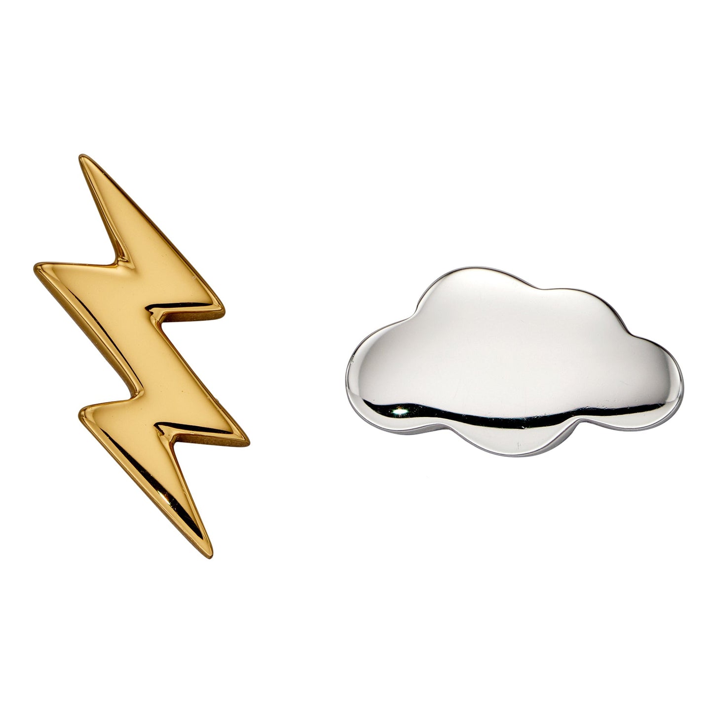 Sterling Silver Cloud and Lightning Bolt Stud Earrings