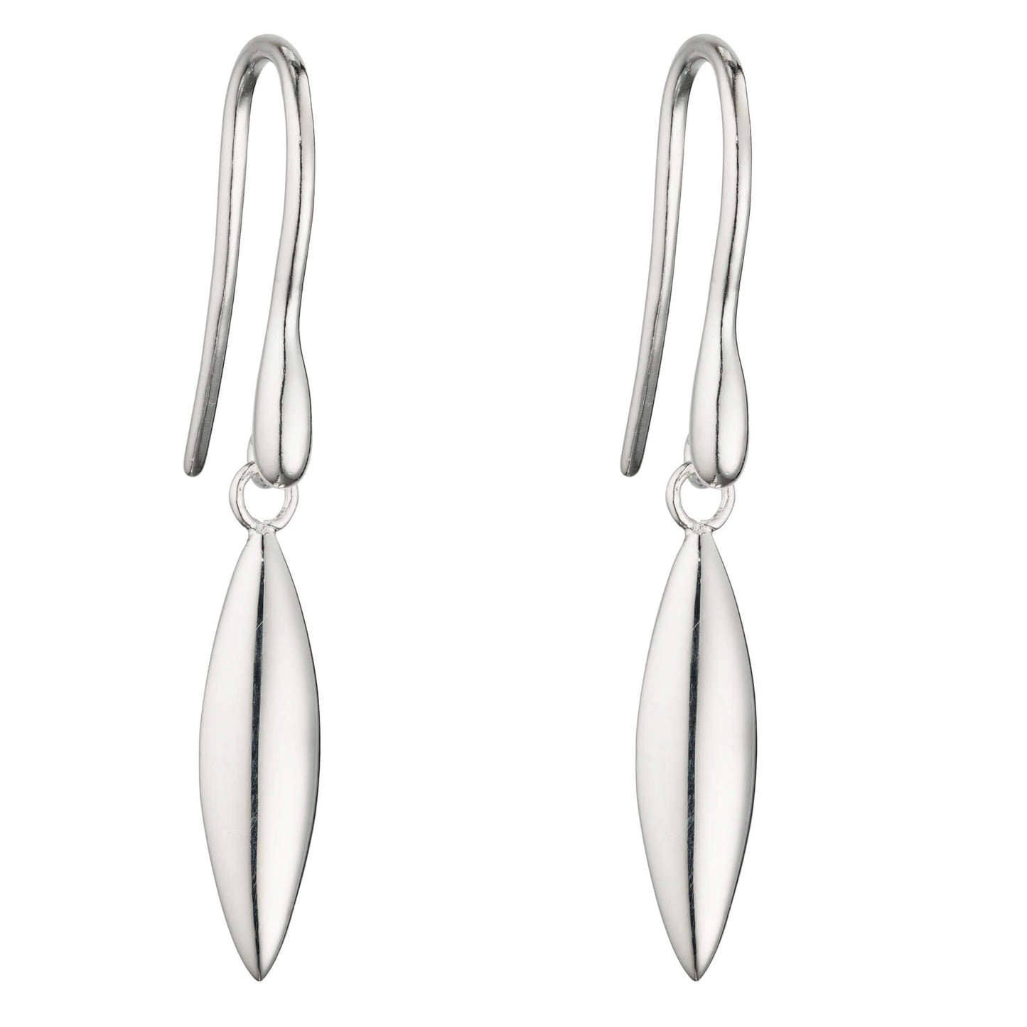 Sterling Silver Navette Shaped Drop Earrings