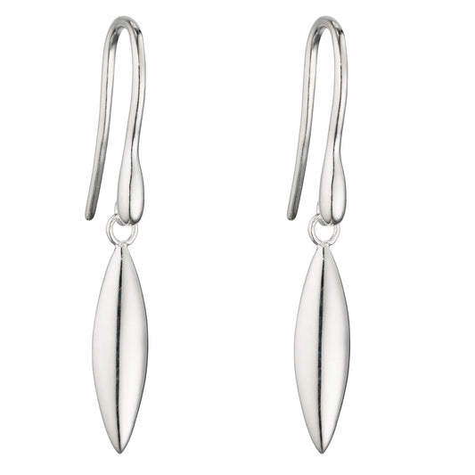 Sterling Silver Navette Shaped Drop Earrings