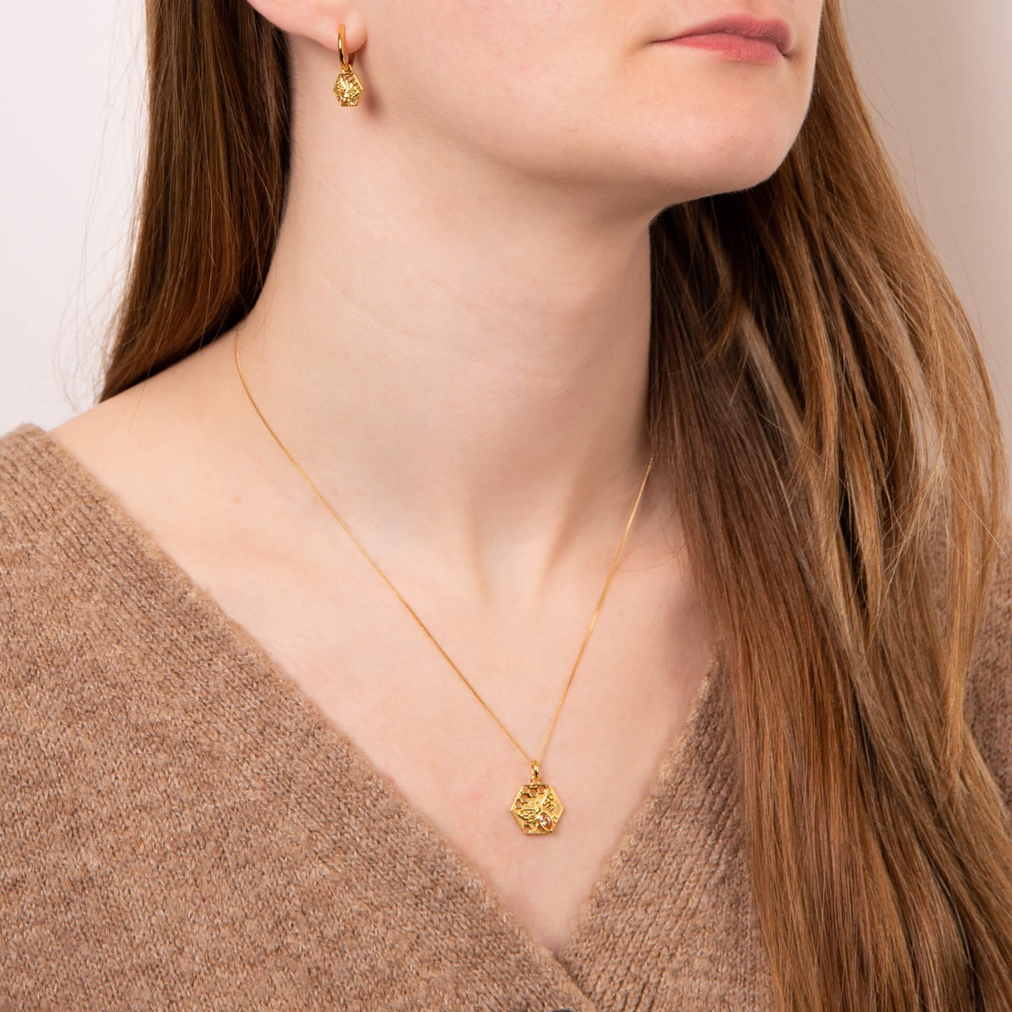 Hexagon Bee Pendant