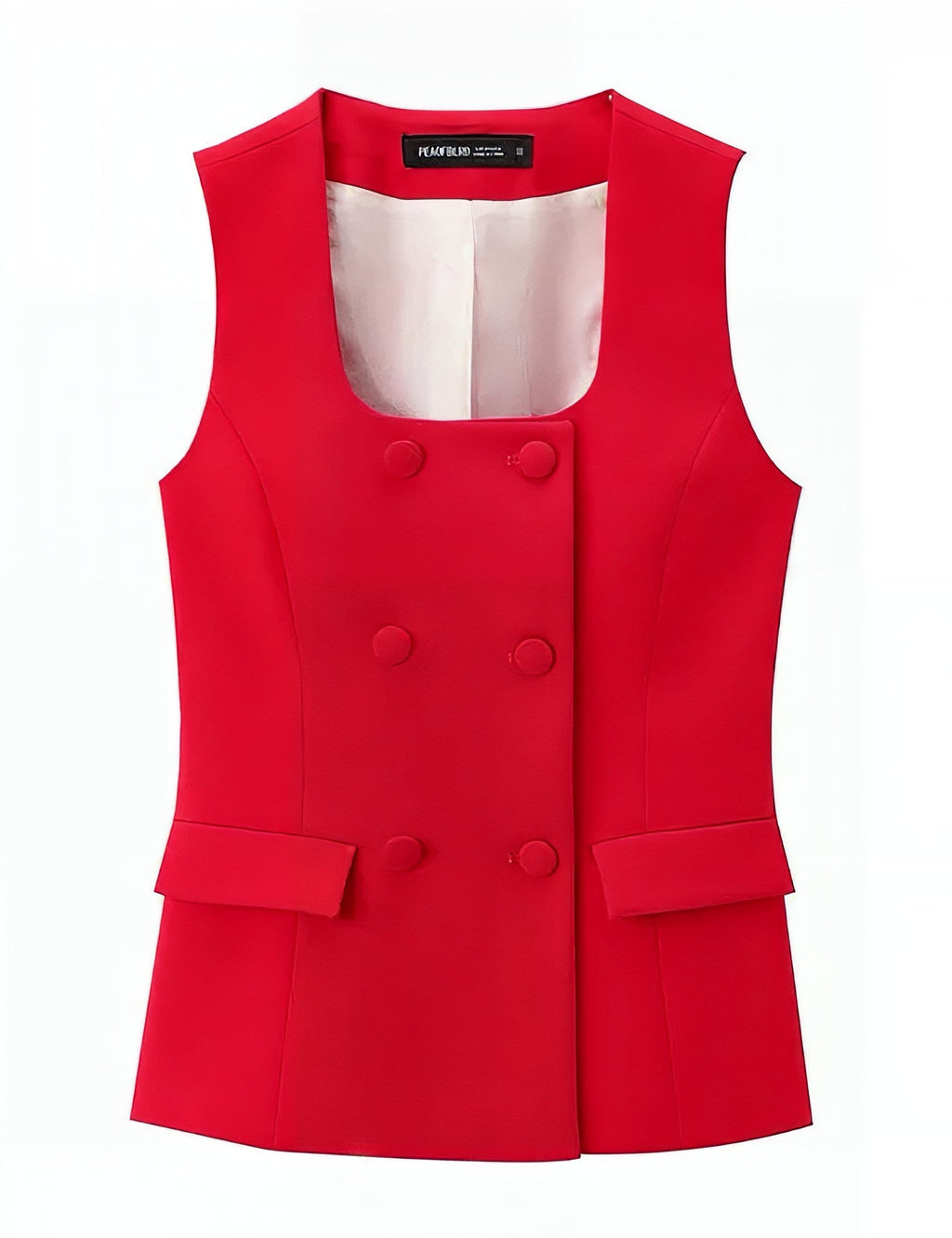 Double Breasted Wide Leg Co Ord - Red image 3
