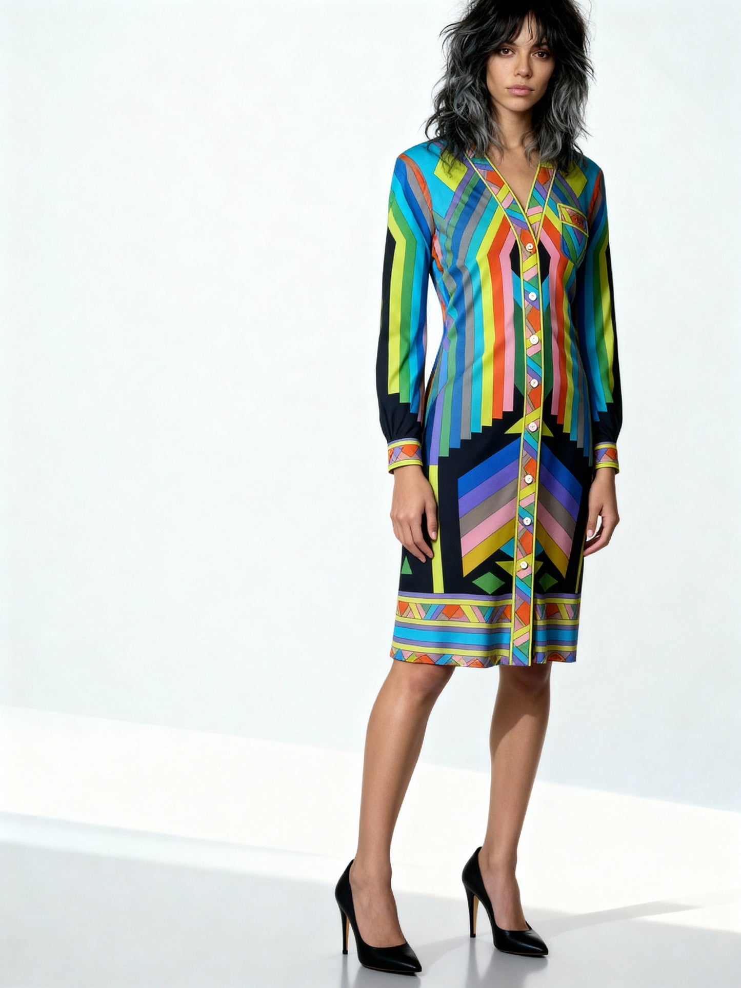 1970's Original Vintage Multi-Coloured Leonard Dress UK 10 - 12
