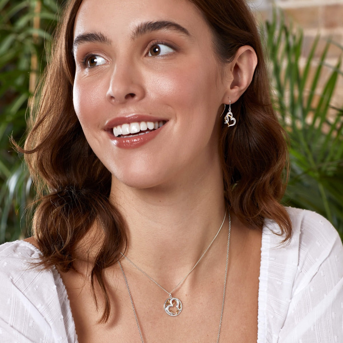 Sterling Silver Organic Heart Pendant with Cubic Zirconia