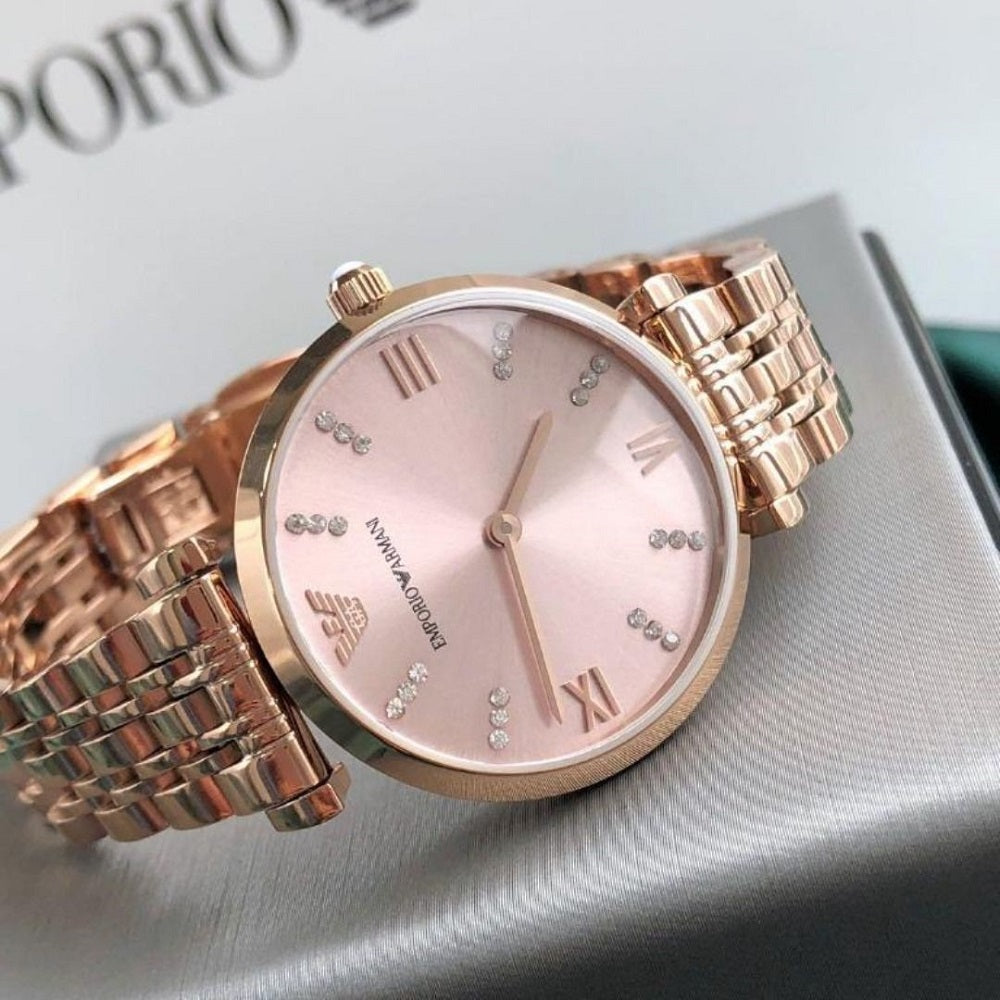 Emporio Armani  Gianni T-Bar Rose Gold Watch - AR11059