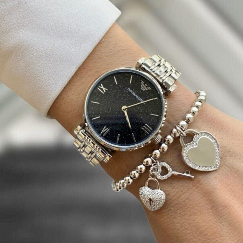 Emporio Armani Gianni T-Bar Silver Watch - AR11091