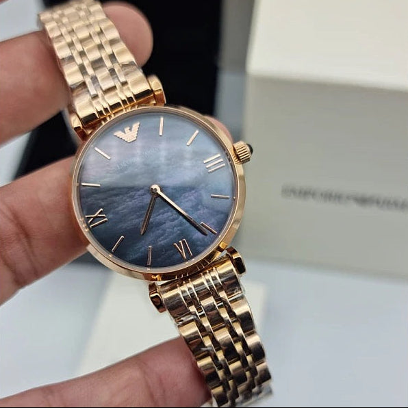 Emporio Armani Gianni T-Bar Women's Rose Gold Watch - AR11145