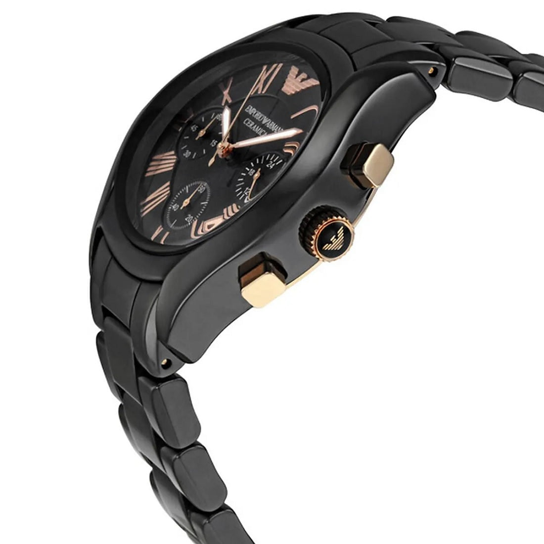 Emporio Armani Ceramica Women's Black & Rose Gold Watch - AR1411