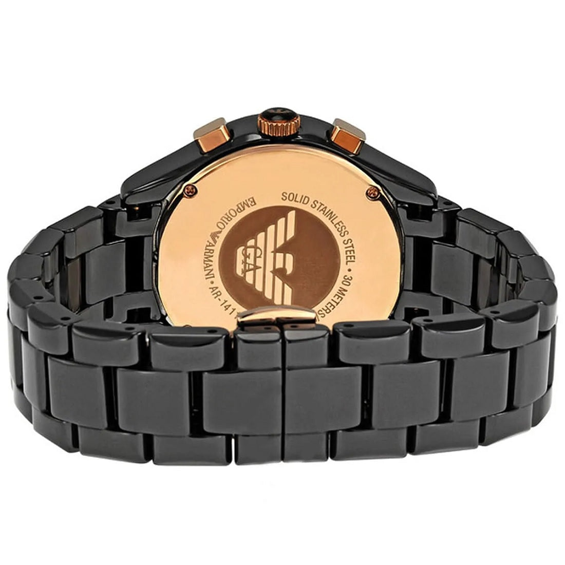 Emporio Armani Ceramica Women's Black & Rose Gold Watch - AR1411