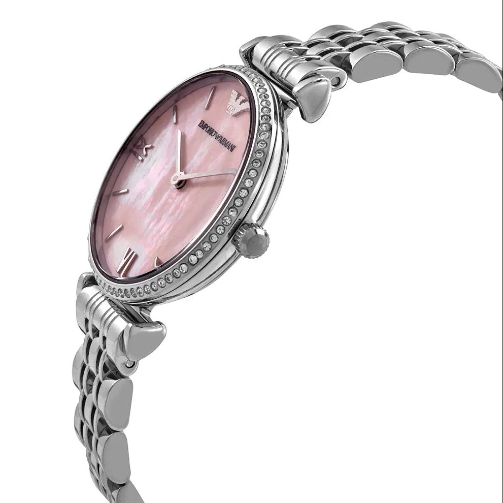 Emporio Armani Gianni T-Bar Silver & Pink Watch - AR1779